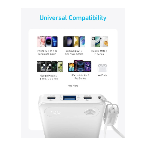 Anker A1257H21 10K Mah Power Bank PD 22.5 PD White — image 3