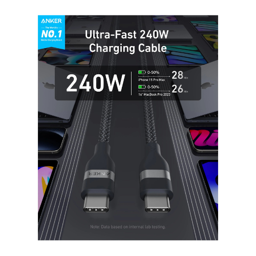 Anker USB-C to USB-C 240W Braided Cable A82E2H12 – 6FT Fast Charging — image 2