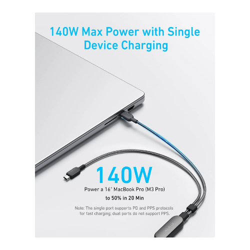Anker 2 IN 1 USB C TO C 4 FT 140W Cable Black — image 2