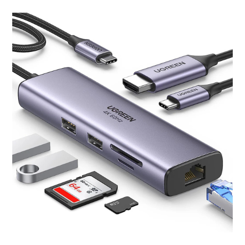 UGreen USB-C 7-IN-1 Multifunction Adapter (Gray) (CM512/90568) — image 3
