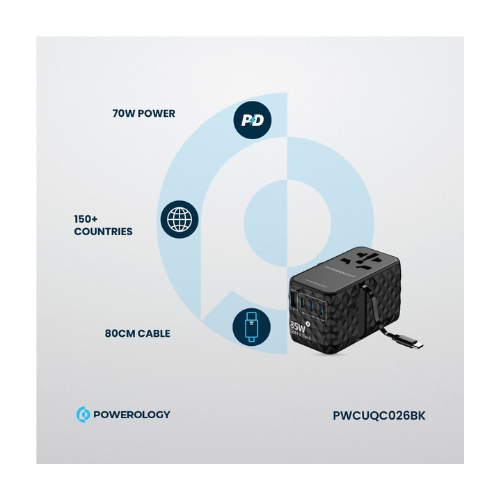Powerology Universal GaN 85W Super Charger Retractable Type-C Cable — image 2