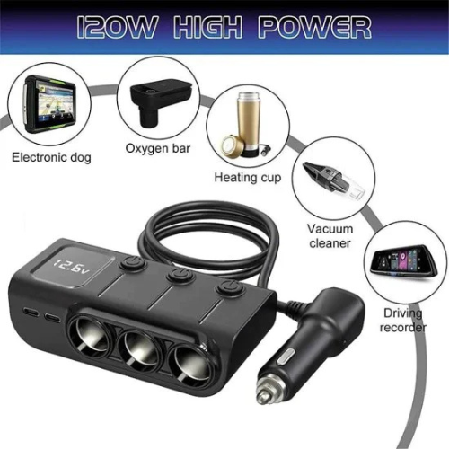 EARLDOM 120W Fast In Car Charger Splitter CS4 — image 3