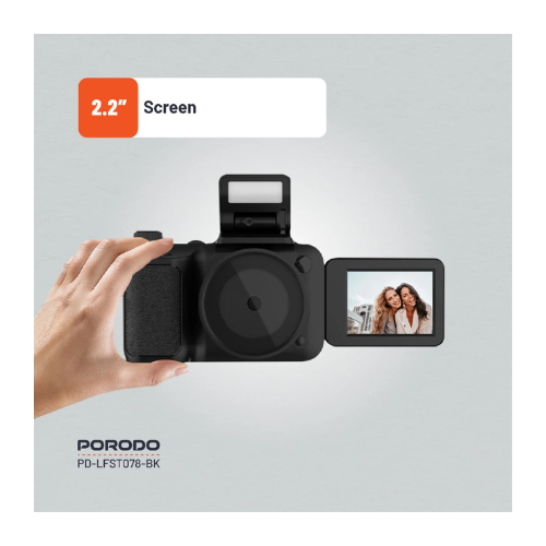 Porodo Lifestyle Digital Camera 16X Zoom Flip Flash Black — image 4