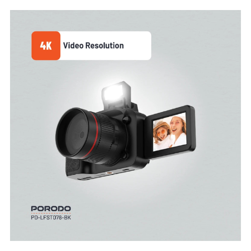 Porodo Lifestyle Digital Camera 16X Zoom Flip Flash Black — image 3