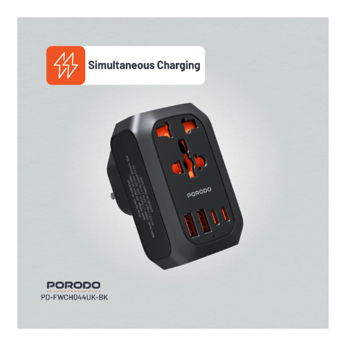 Porodo Universal AC Adapter Multi-Device Charging UK Plug - Black — image 4