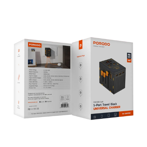 Porodo GaN 5-Port Travel Block Universal Charger — image 3