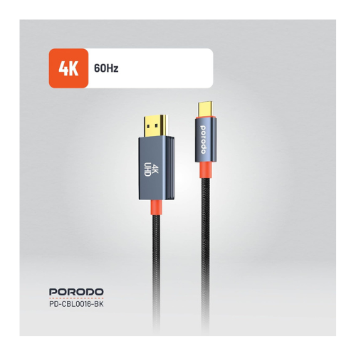 PORODO WOVEN TYPE C TO HDMI Cable 2M  PD-CBL0016-BK — image 2