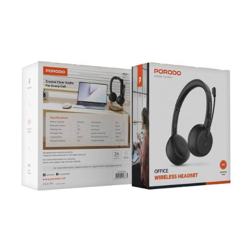 Porodo Office Wireless Headset Type C – Black — image 2