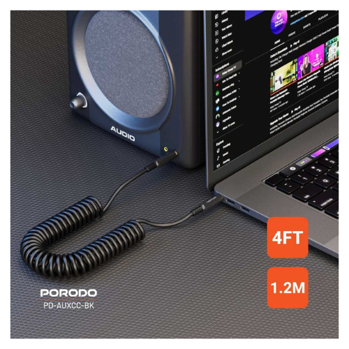 Porodo  3.5MM AUX Coiled Audio Cable 4 Feet — image 3