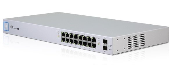Ubiquiti UniFi US16 150W 16 Port PoE Fully Managed Gigabit Switch with 16 GbE RJ45 Ports and 2 1G SFP Ports — image 1