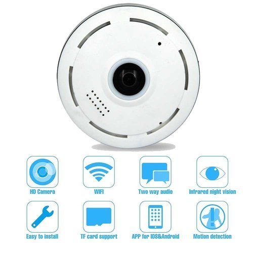 360 Degree Panoramic Camera WiFi Indoor IP Camera Fisheye Infrared Camera with Night Vision 2-Way-Audio — image 3