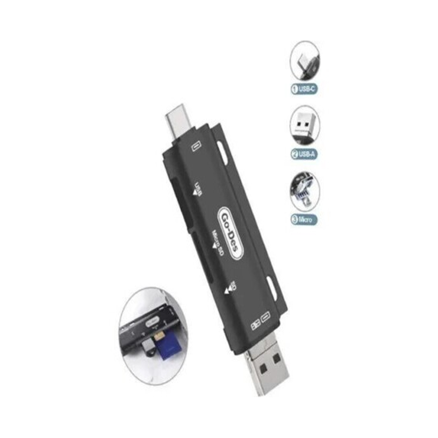 Go Des GD-DK108 3 In 1 Type-C Input Otg Memory Card Reader — image 2
