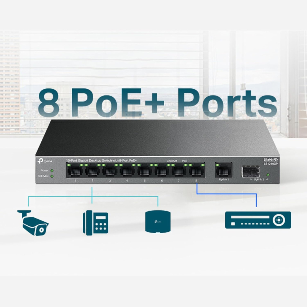 TP Link LS1210GP 10 PORT Gigabit Desktop POE Switch 61W — image 3