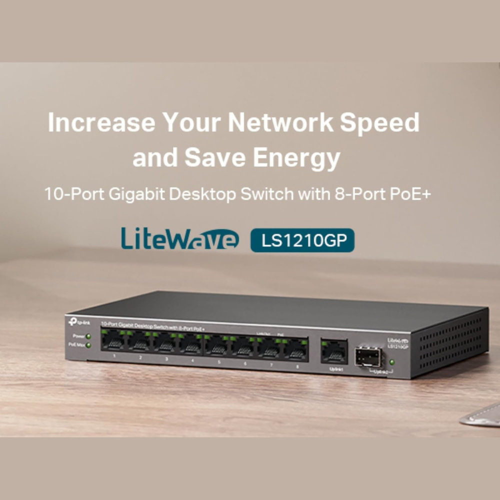 TP Link LS1210GP 10 PORT Gigabit Desktop POE Switch 61W — image 2