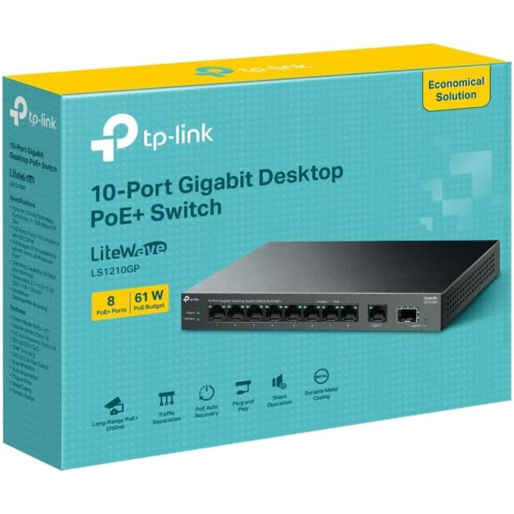 TP-LINK LS1210GP 10-Port Gigabit Desktop Switch with 8-Port PoE+,1× Gigabit SFP Port — image 2