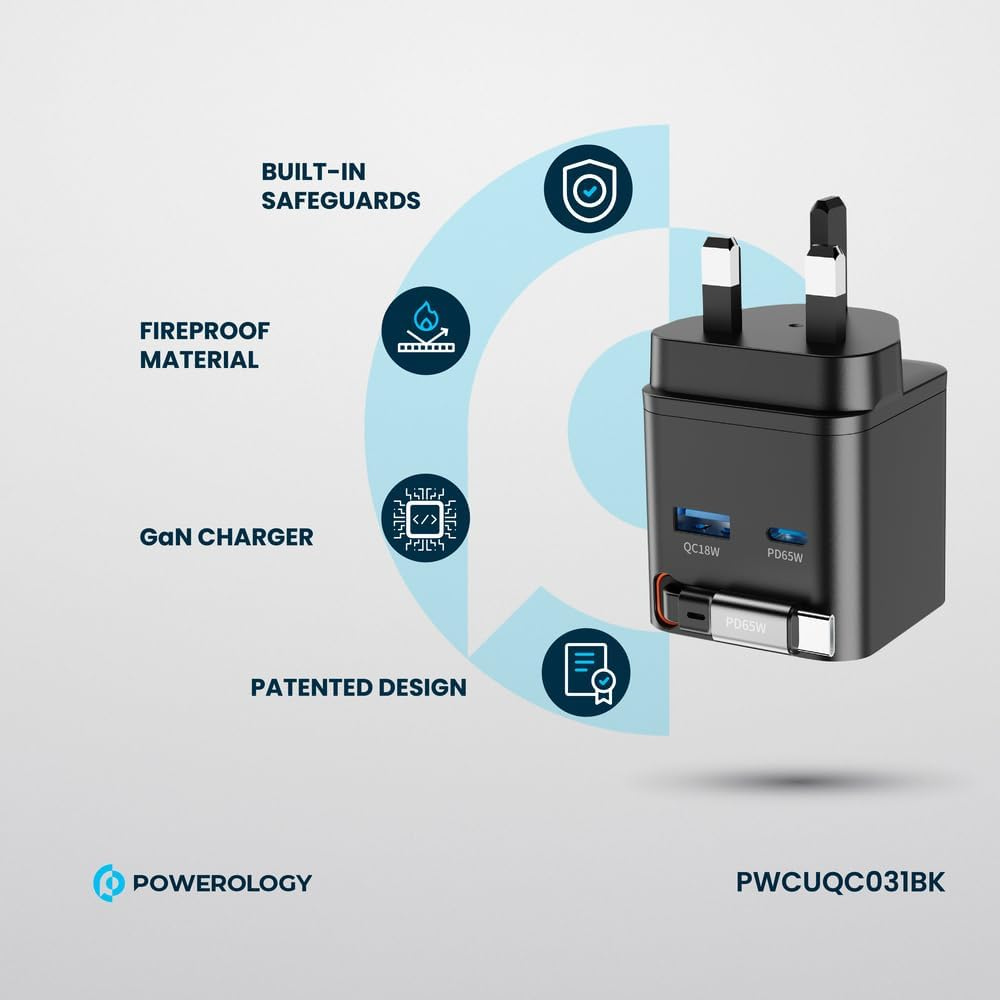 Powerology  PWC031 Dual Port Gan Charger 65W Black — image 4