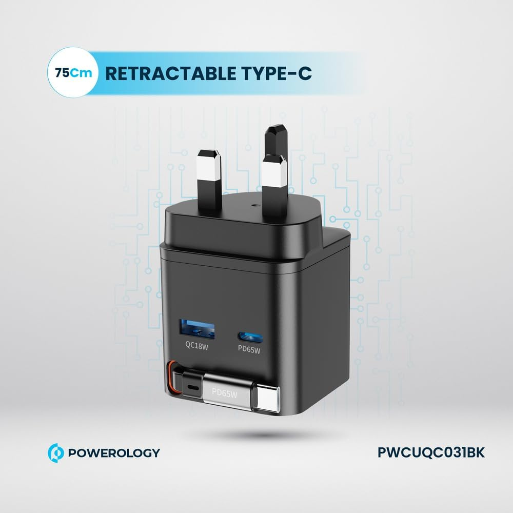 Powerology  PWC031 Dual Port Gan Charger 65W Black — image 2