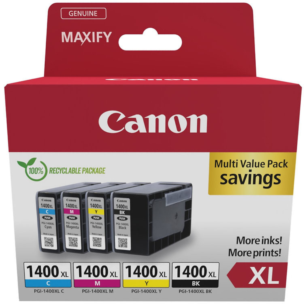 Canon PGI-1400XL High Yield BK/C/M/Y Ink Cartridge Multipack — image 3
