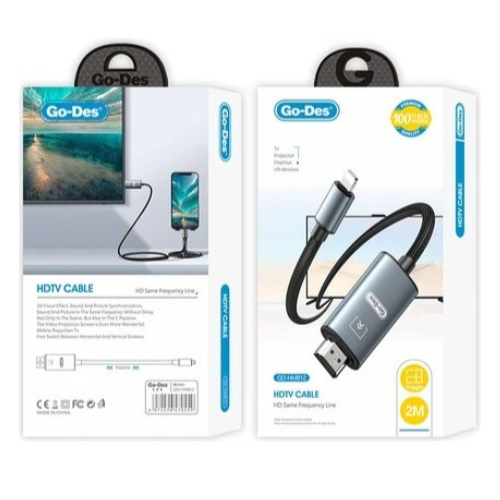 GO DES GD-HM812 HDTTV Cable Lightning TO HDMI 2M Cable — image 2