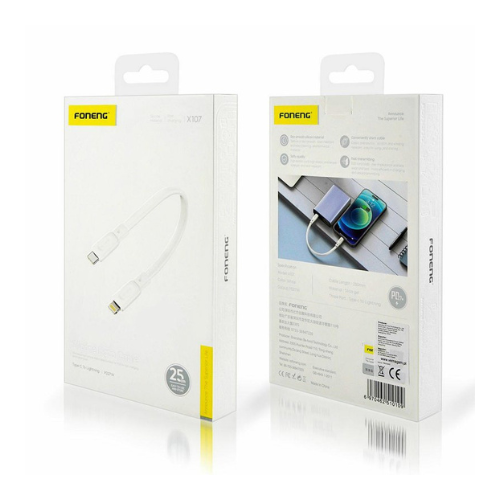 Foneng X107, USB C TO Lightning 25CM Data Cable Reliable Connectivity — image 2