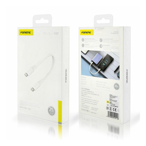 Foneng X107, USB C TO USB C 25CM Data Cable Reliable Connectivity — image 2