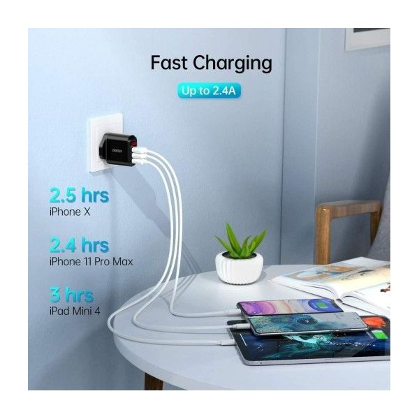 Choetech 3 Port USB Wall Charger with Display — image 2