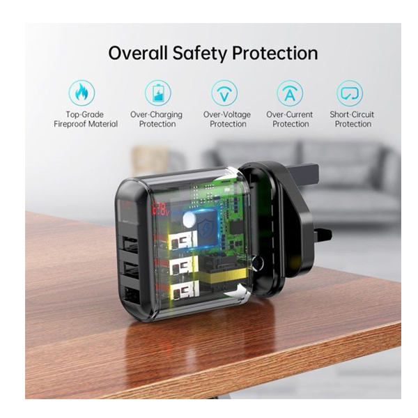 Choetech 3 Port USB Wall Charger with Display — image 4