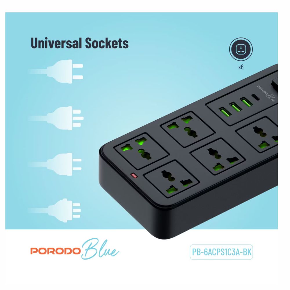 Porodo Blue 6 Universal Sockets — image 4