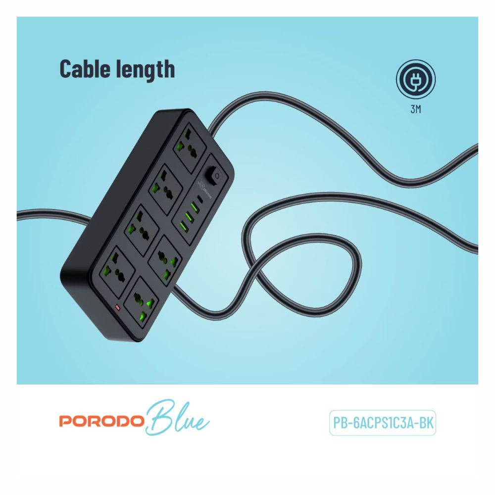 Porodo Blue 6 Universal Sockets — image 3
