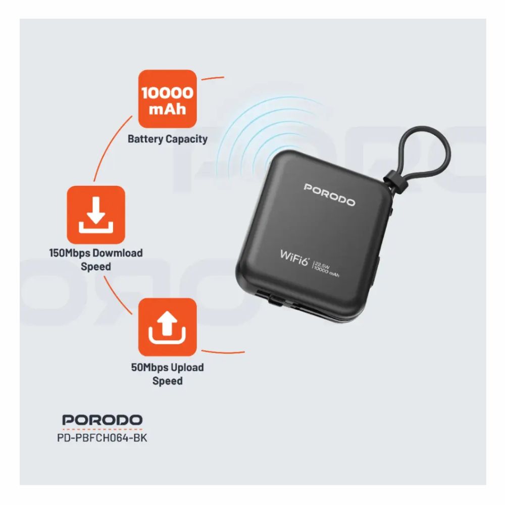 Porodo 4G LTE & WIFI 6 Pocket Router White — image 4