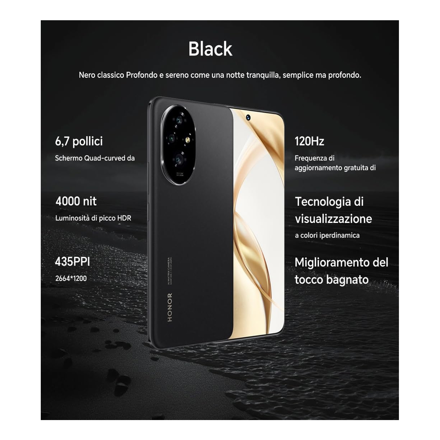 Honor 400 Pro 5G Smartphone, 12 GB RAM, 512 GB Storage, Midnight Black — image 3