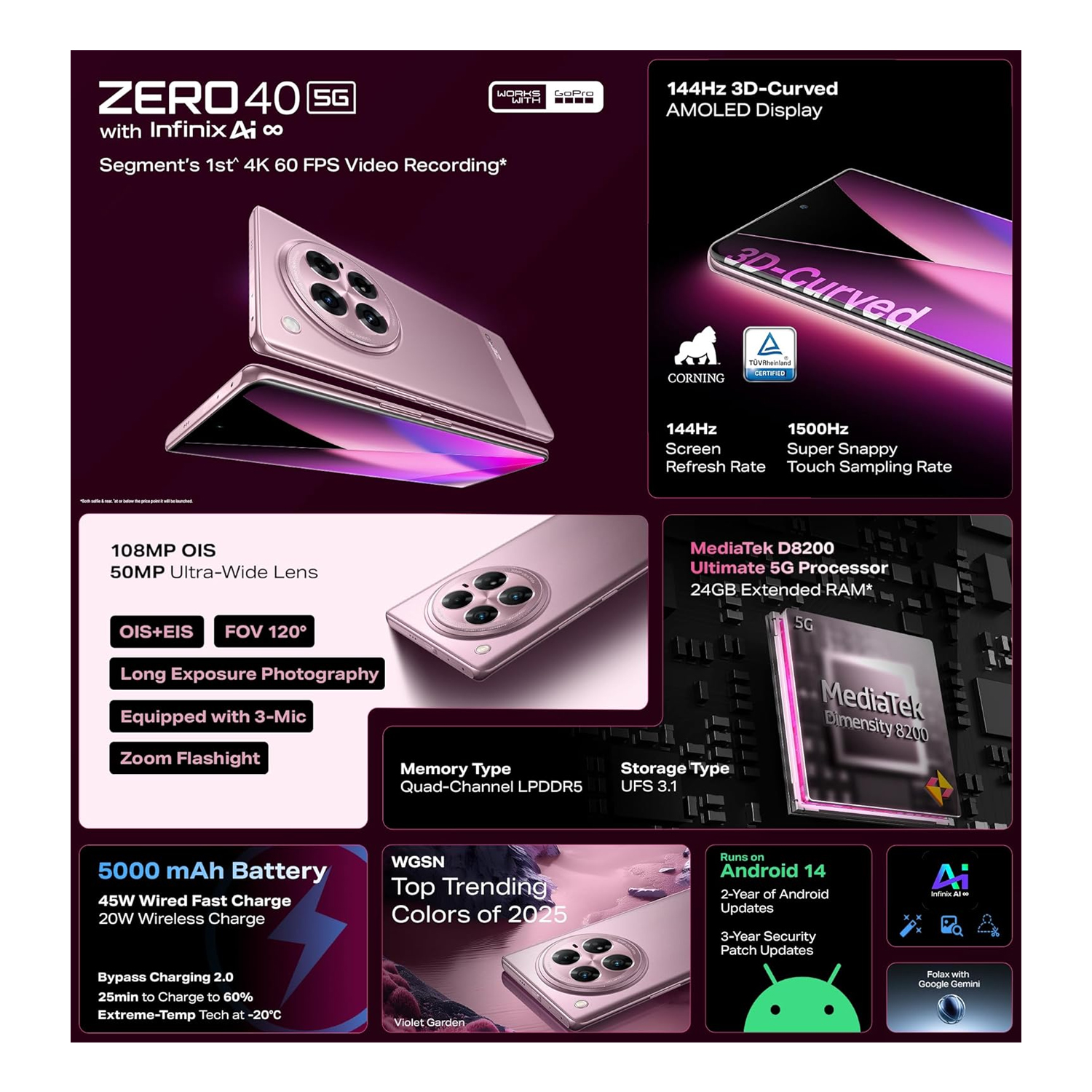 Infinix Zero 40 512GB Rock Black 5G Smartphone — image 3