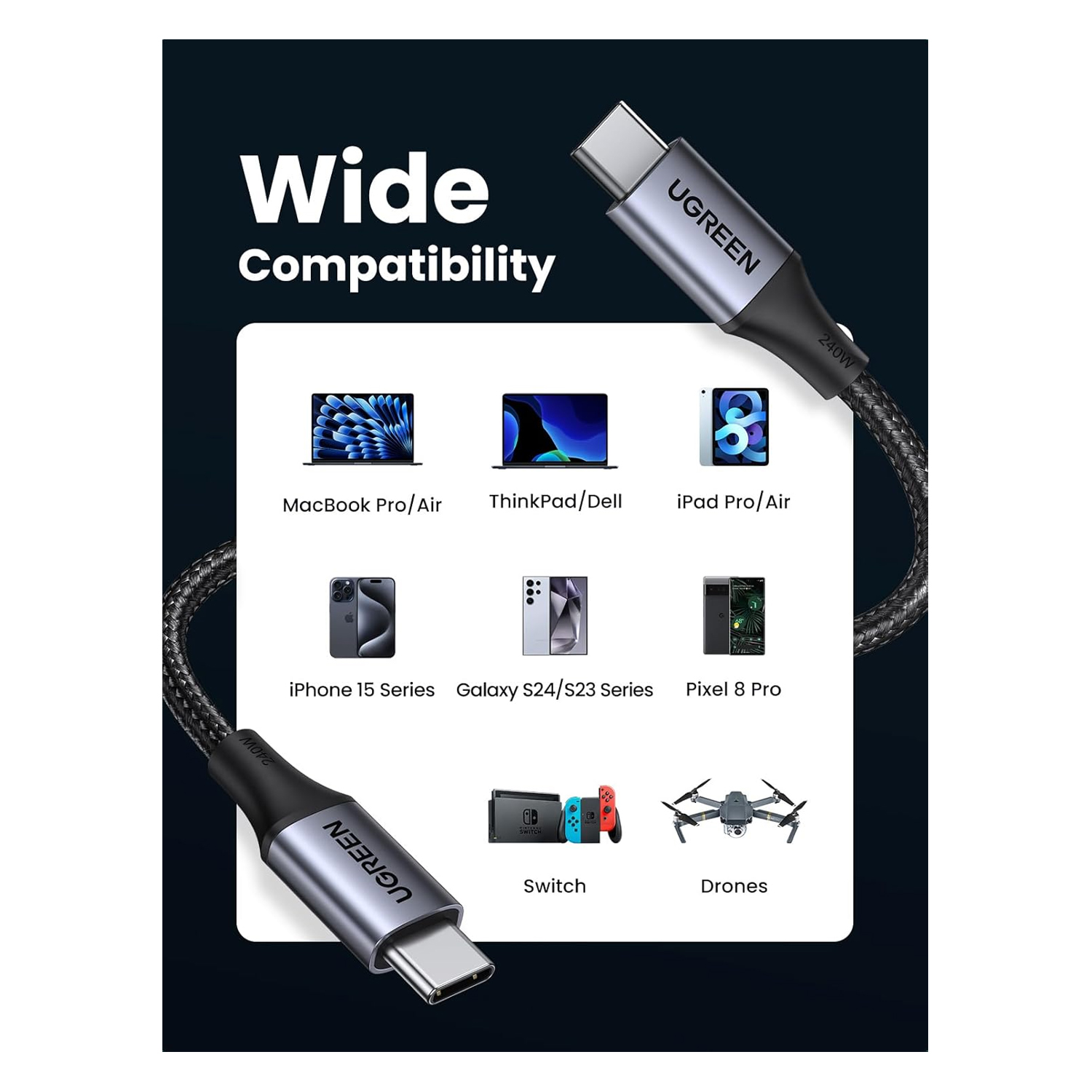 UGREEN USB-C to USB-C PD Fast Charging Cable 60W3.7 — image 4