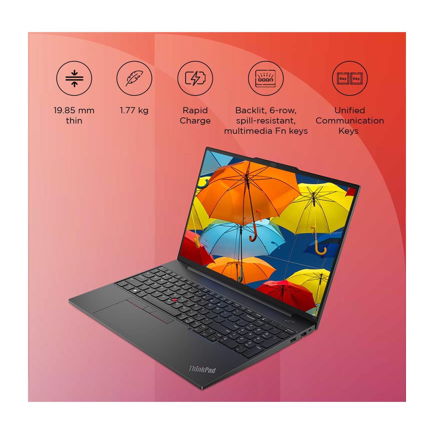 Lenovo ThinkPad E16 Gen 2 (2023) Laptop – 1st Series / Intel Core Ulta 5-125H / 16inch WUXGA / 512GB SSD / 8GB RAM / Shared Intel Arc Graphics / FreeDOS / English Keyboard / Black / International Version – [21MAS0BR00] — image 5
