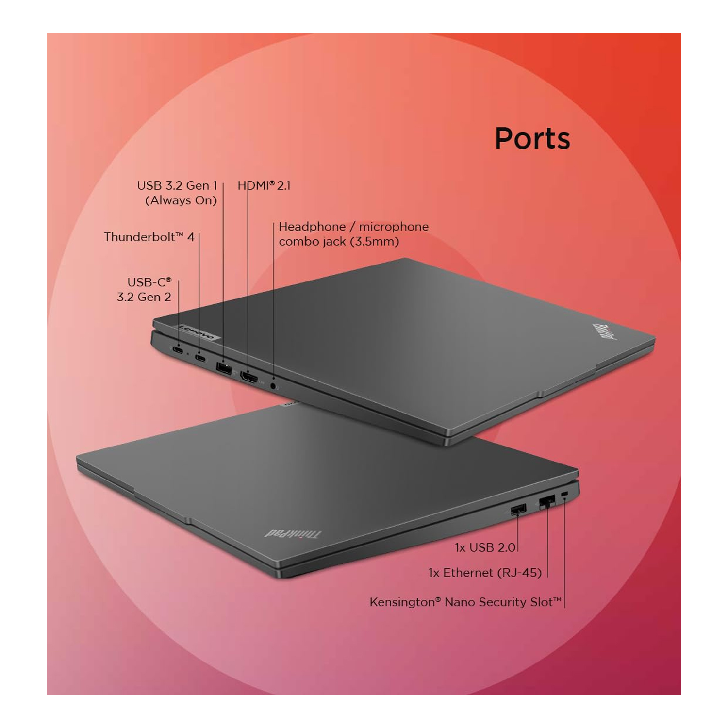 Lenovo ThinkPad E16 Gen 2 (2023) Laptop – 1st Series / Intel Core Ulta 5-125H / 16inch WUXGA / 512GB SSD / 8GB RAM / Shared Intel Arc Graphics / FreeDOS / English Keyboard / Black / International Version – [21MAS0BR00] — image 2