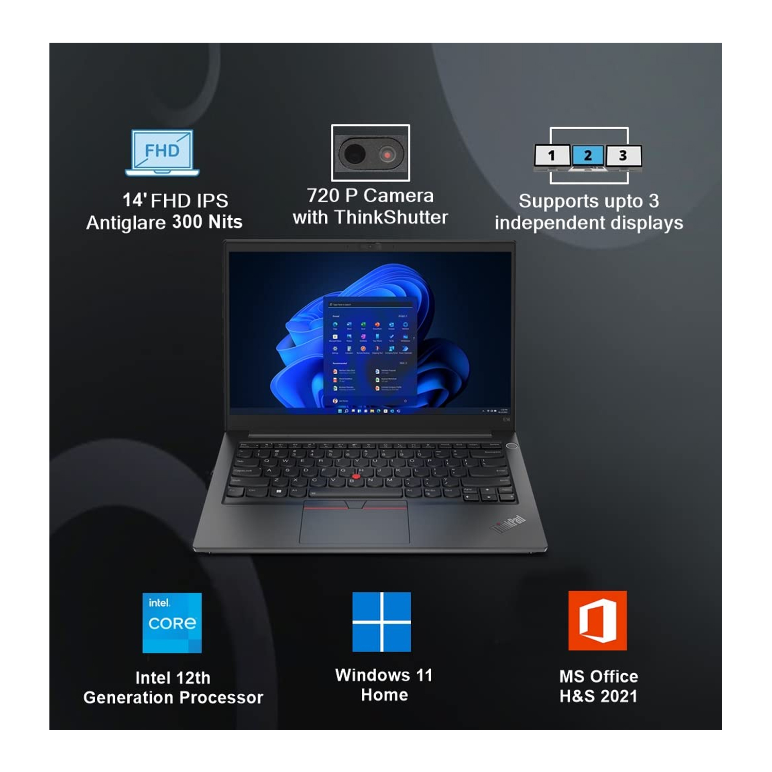 LENOVO ThinkPAD E14 ULTRA 7 155 U 16 RAM /512 SSD / 14.1 SCREEN FHD /W.L/ CAM/DOS LAPTOP — image 5