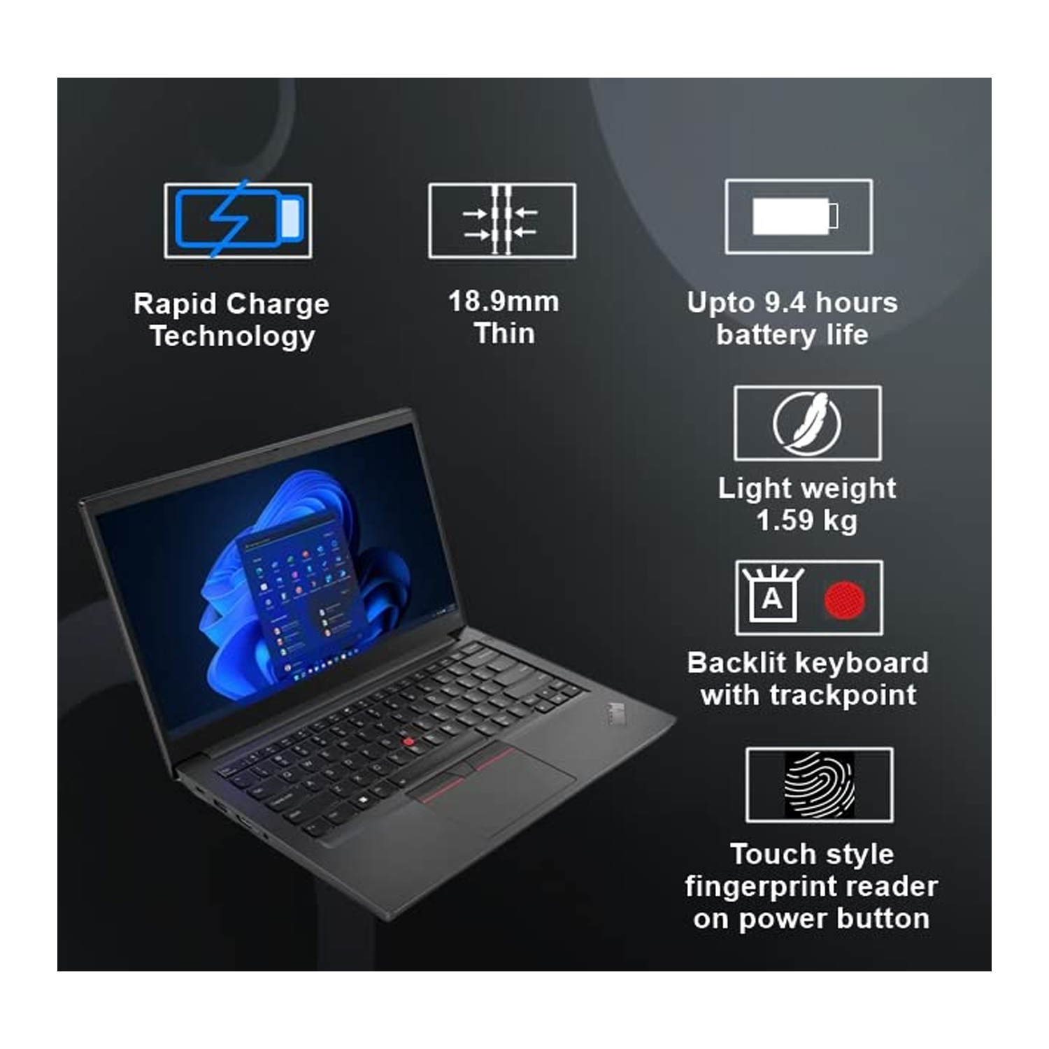 LENOVO ThinkPAD E14 ULTRA 7 155 U 16 RAM /512 SSD / 14.1 SCREEN FHD /W.L/ CAM/DOS LAPTOP — image 4