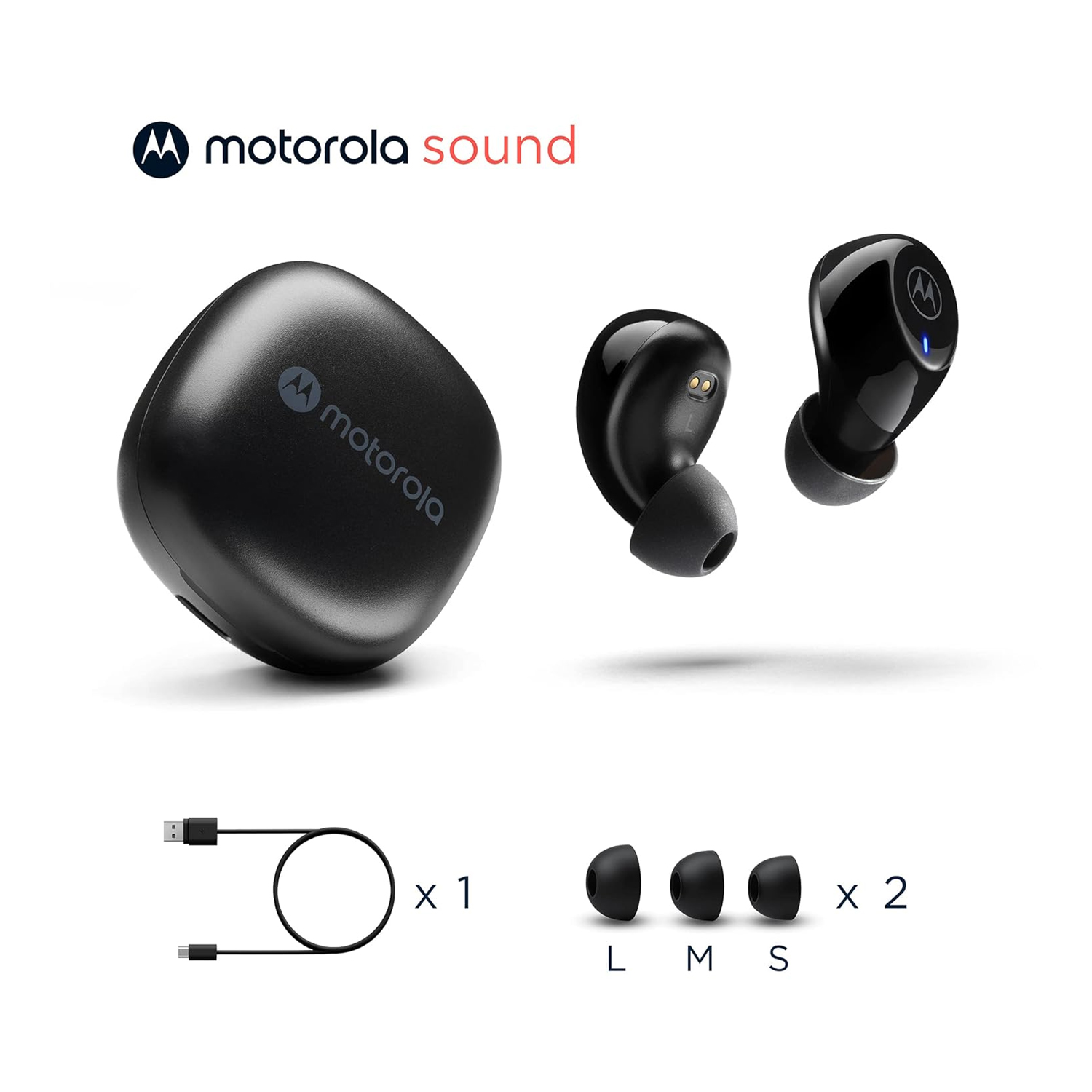 Motorola Buds 105 TWS Earbuds, Touch Control, Black — image 3