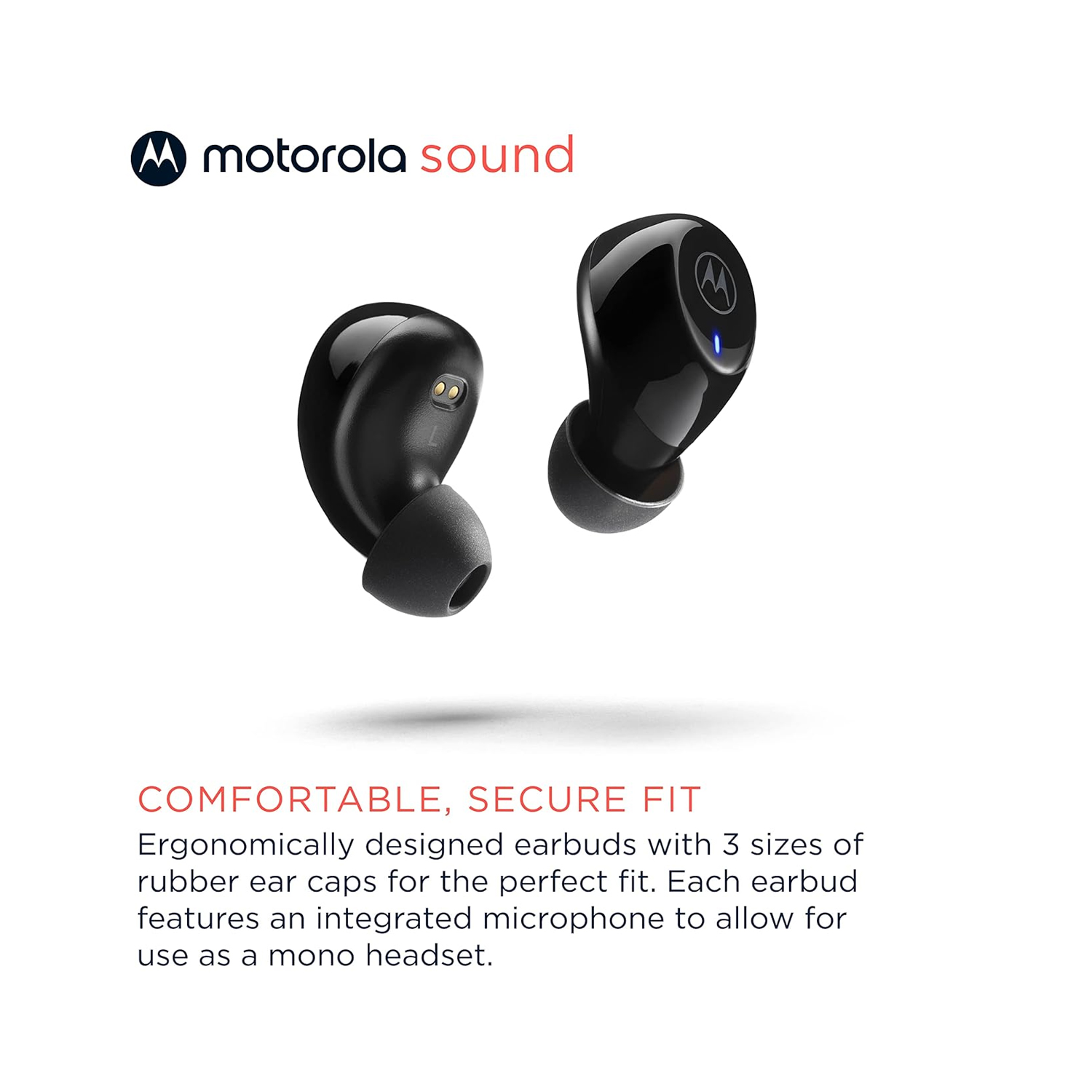 Motorola Buds 105 TWS Earbuds, Touch Control, Black — image 2