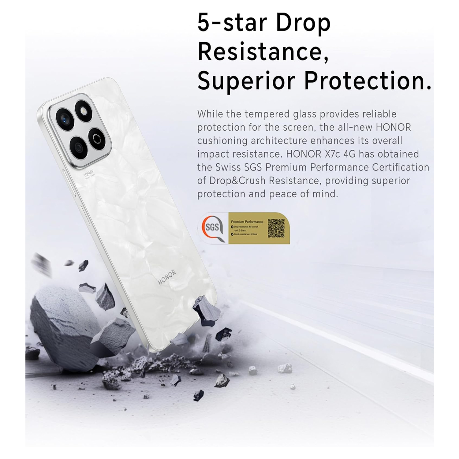 Honor X7c 256GB Moonlight White 5G Smartphone — image 3