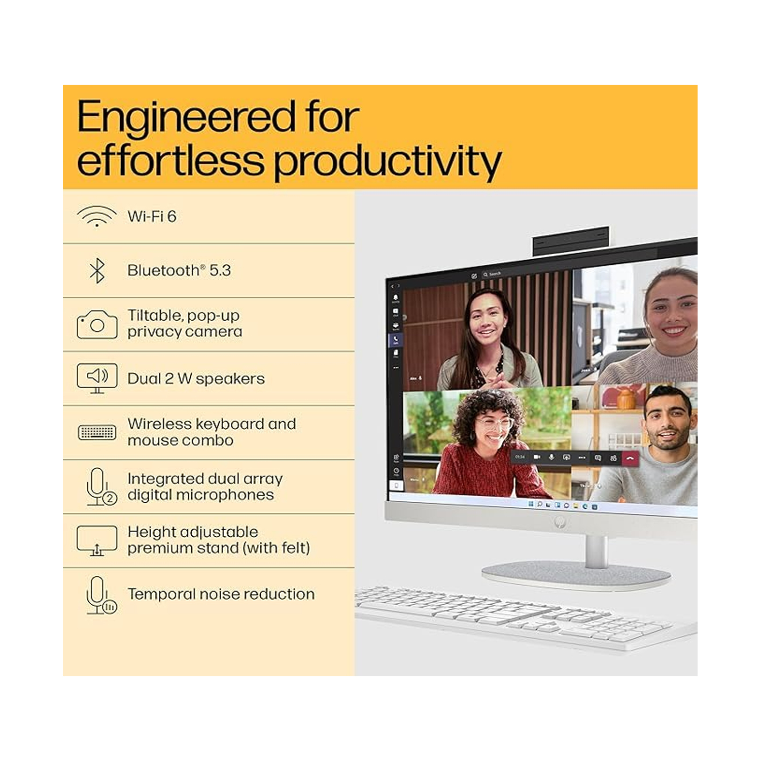 HP AIO 24CR-1006 NH Core ULTRA U5-125 16GB RAM 512 SSD 24INC SCREEN TOUCH DOS WHITE ALL IN ONE PC — image 3