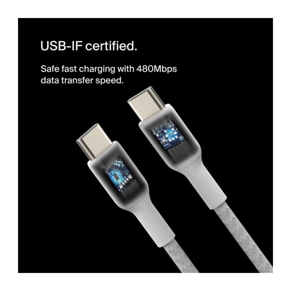 Belkin BoostCharge braided USB C to USB C 1M, White 2pack CAB004bt1MWH2PK — image 3