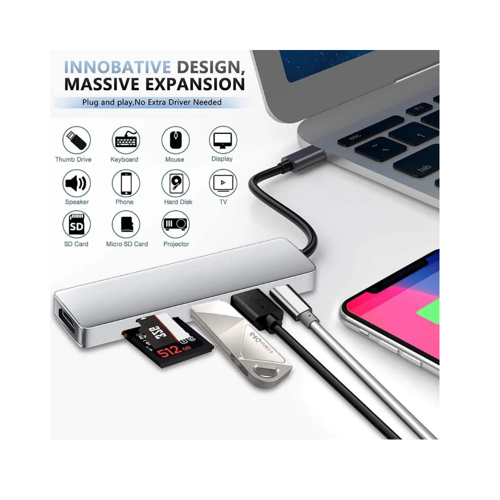 AIRSKY HDTV Adapter 6 in 1 USB-C Hub + Card Reader 4K Ultra HD — image 4