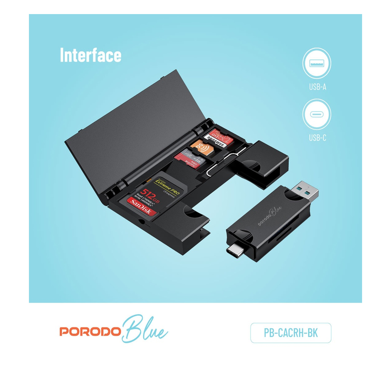 Porodo 2 in Card Reader with Card Holder — image 3