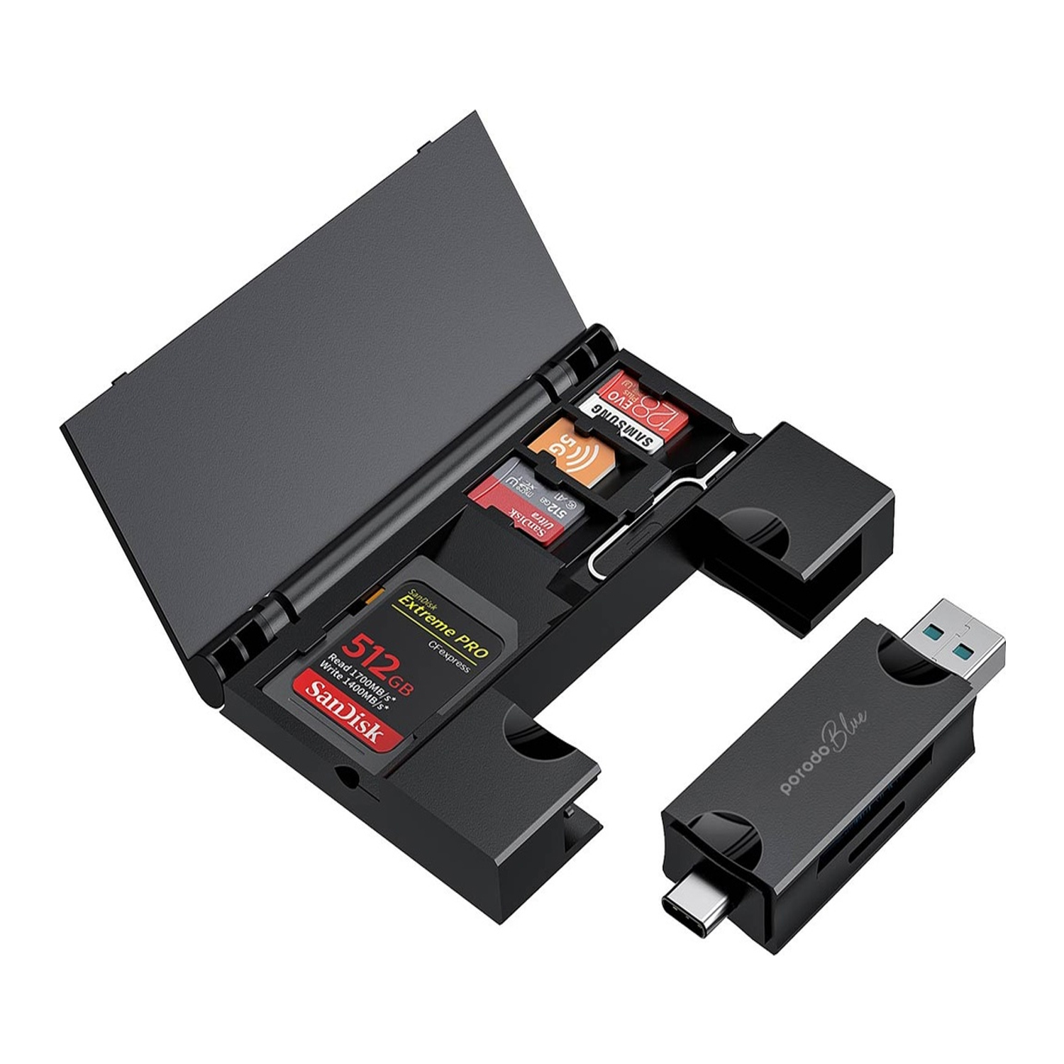Porodo 2 in Card Reader with Card Holder — image 1