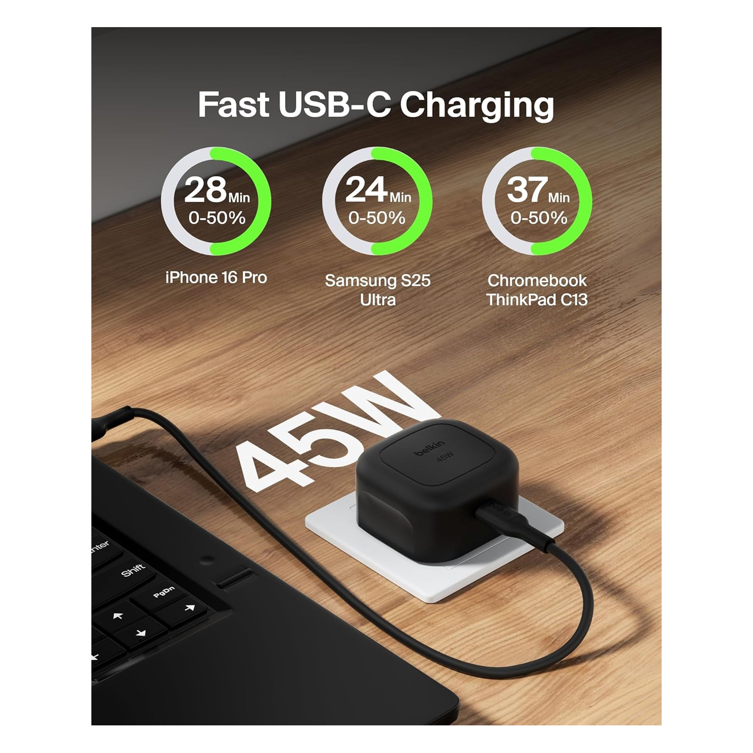 Belkin 45W USB PD WALL CHARGER WITH PPS (Black, White) — image 5