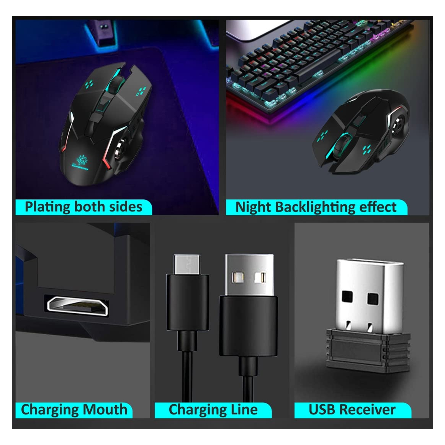 Wireless Gaming Mouse W-01 Type C Charging — image 2