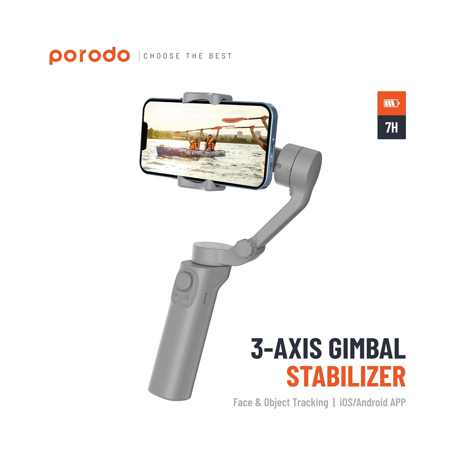 Porodo 3 Axis Portable Gimbal Stabilizer Grey — image 5
