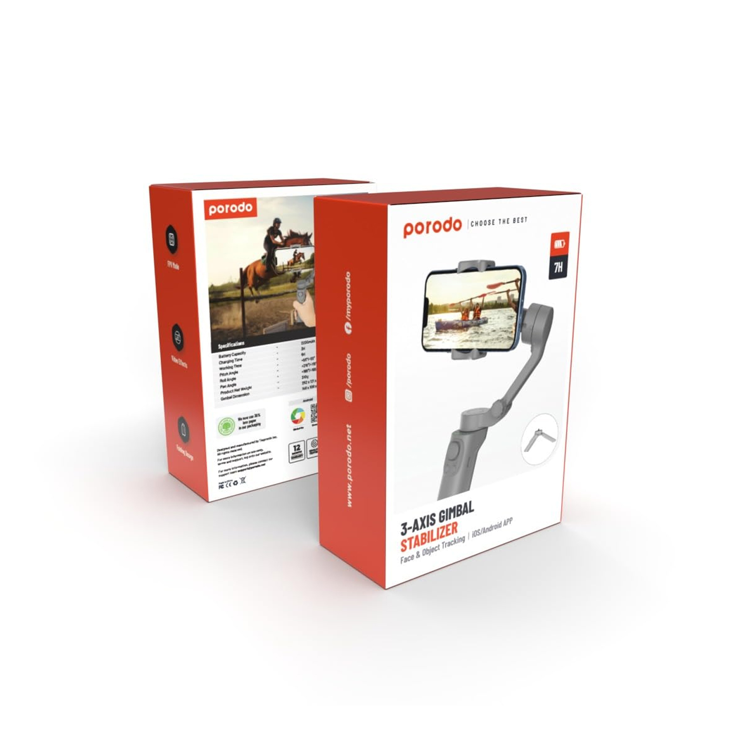 Porodo 3 Axis Portable Gimbal Stabilizer Grey — image 3