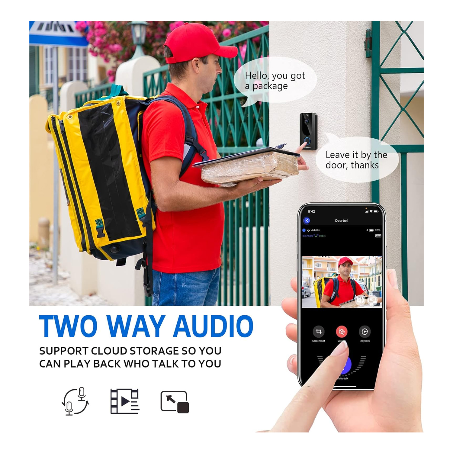 WiFi Door Viewer W3, 1080P, Rechargeable Battery, Two Way AU — image 4